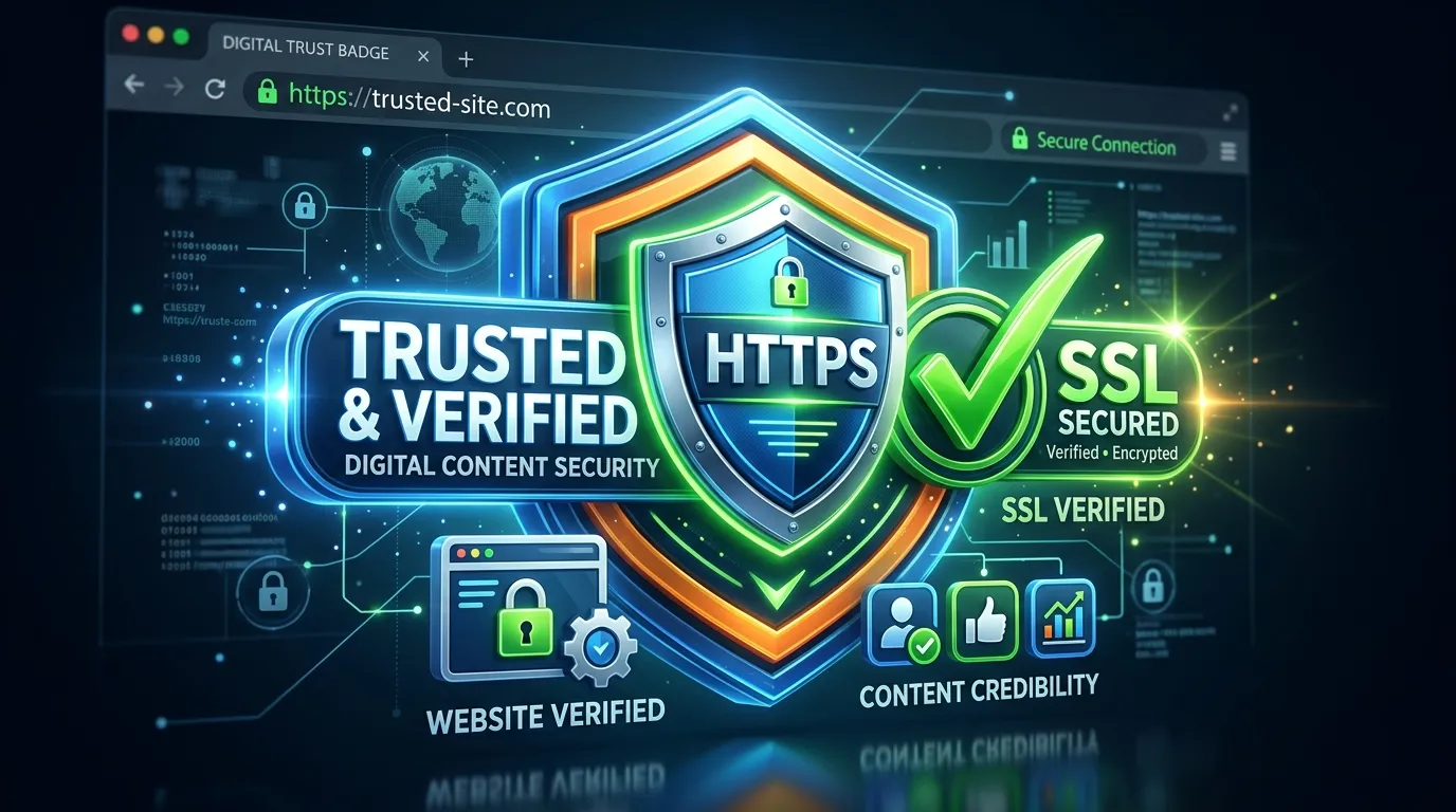 Website Security Verification & Trust Shield Graphic for Clickfor Net Article