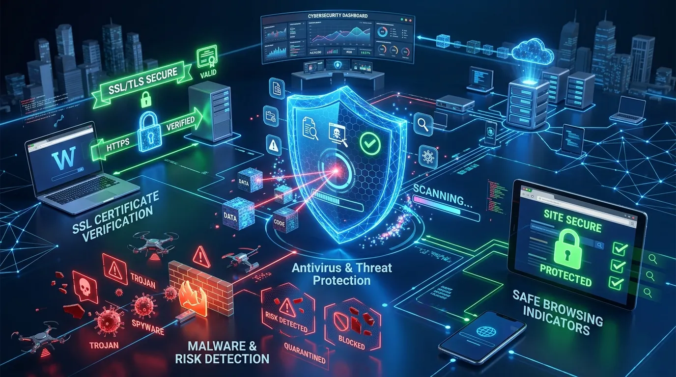 Cybersecurity Threat Alerts & Malware Risk Shield Visual for Crackstube Article