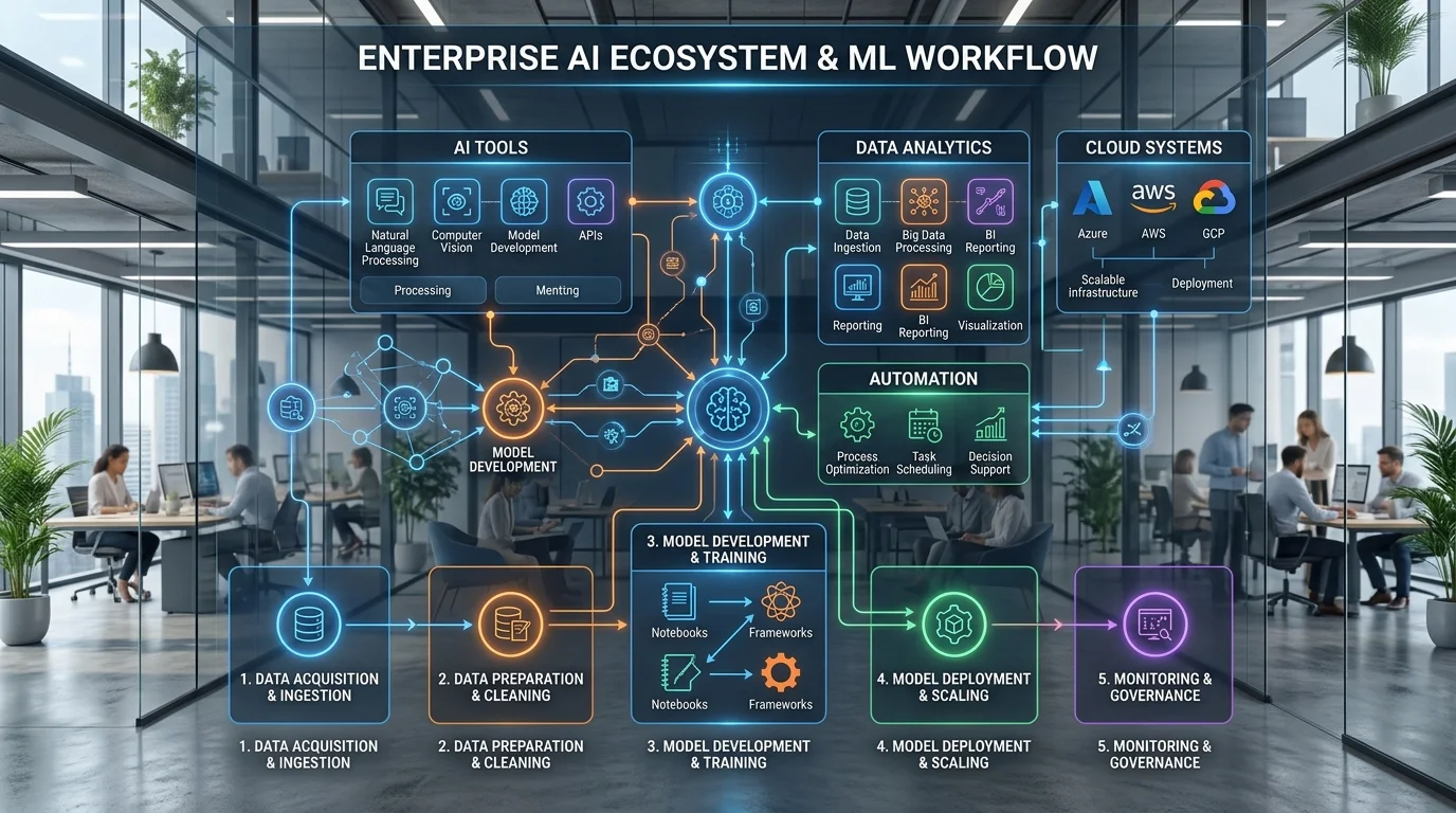 Enterprise AI Ecosystem and Machine Learning Workflow