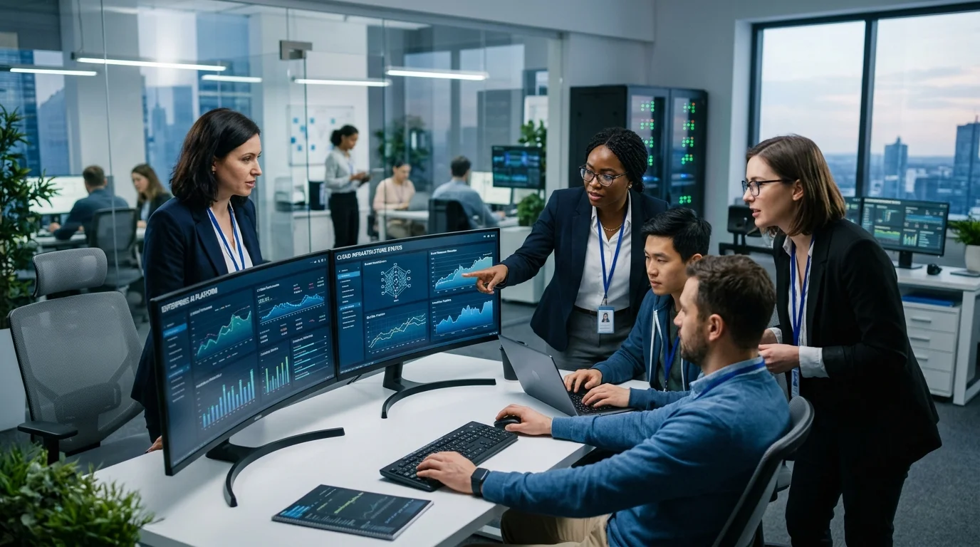 Droven.io Enterprise Tech Innovation banner showing modern digital dashboard and AI cloud network