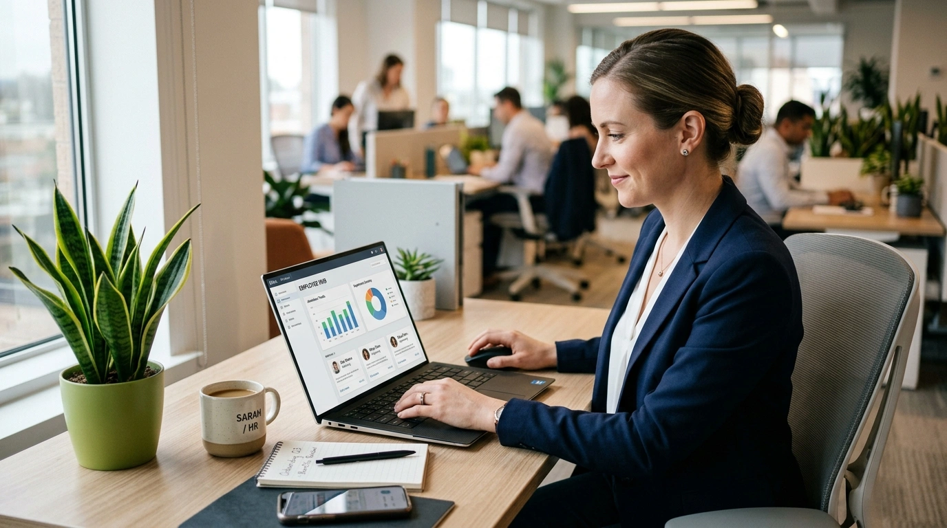 HRMS Globex Employee Portal & HR Management Guide Featured Image in Google Nano Banana Natural Stock Photo Style