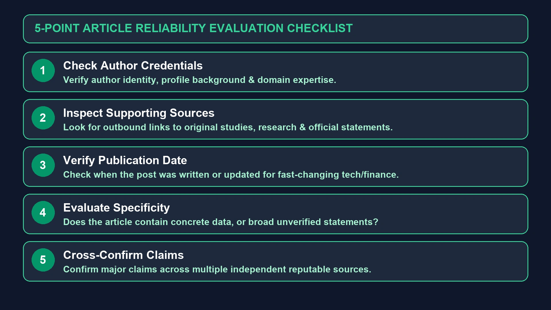 PressVibePulse Com Article Reliability Evaluation Checklist Graphic